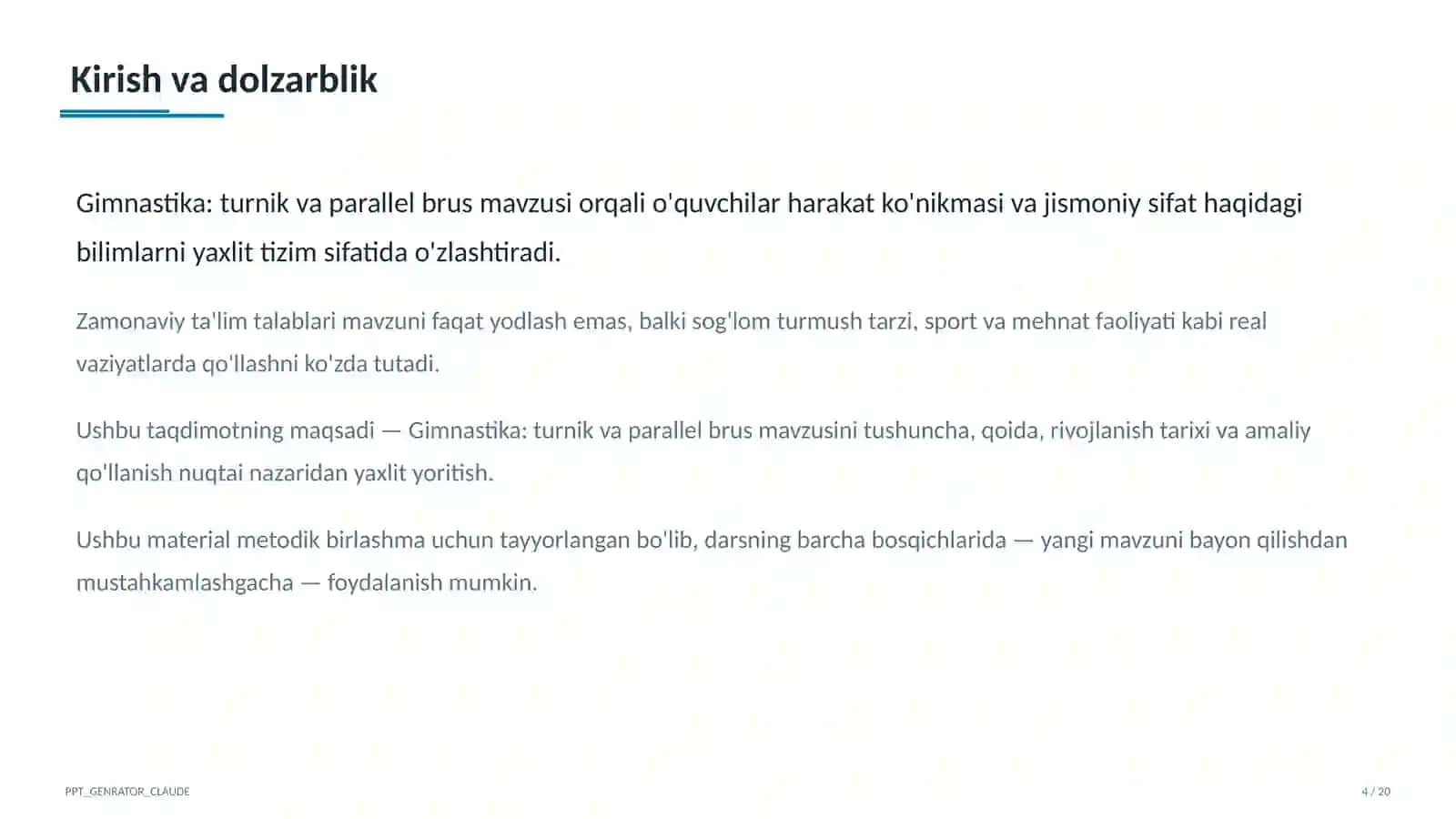 Gimnastika: turnik va parallel brus (6-sinf) 4