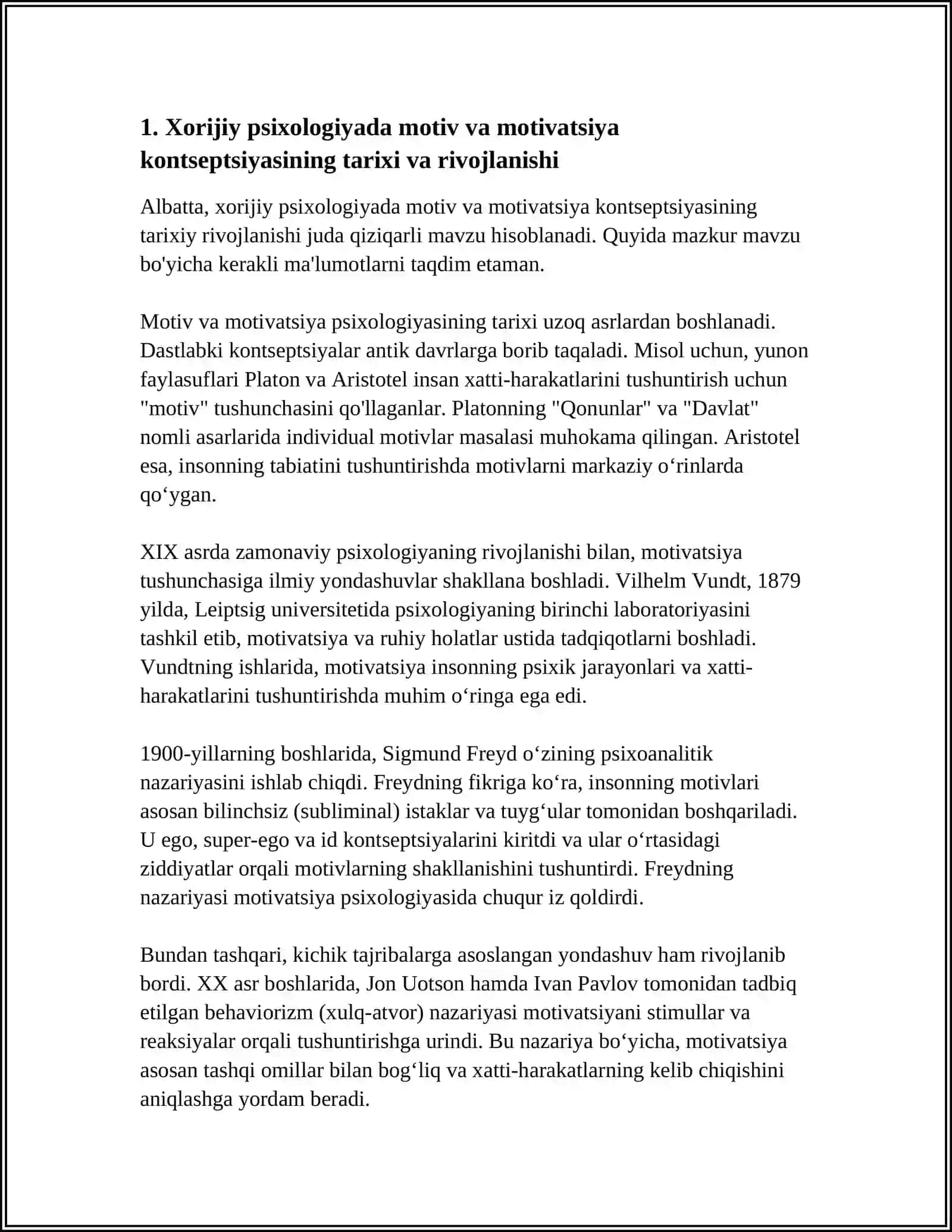 XORIJIY PSIXOLOGIYASIDA MOTIV VA MOTIVATSIYA MUAMMOSI 4