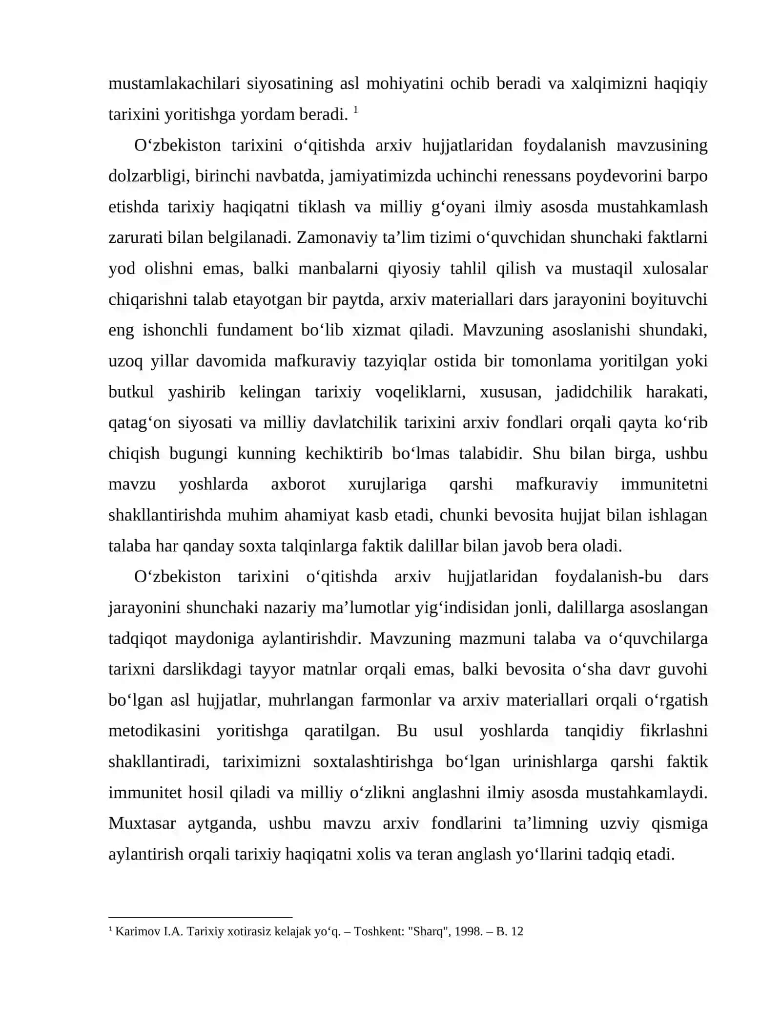 O'zbekiston tarixini o'qitishda tarixiy manbalar arxiv hujjatlaridan foydalanish 4
