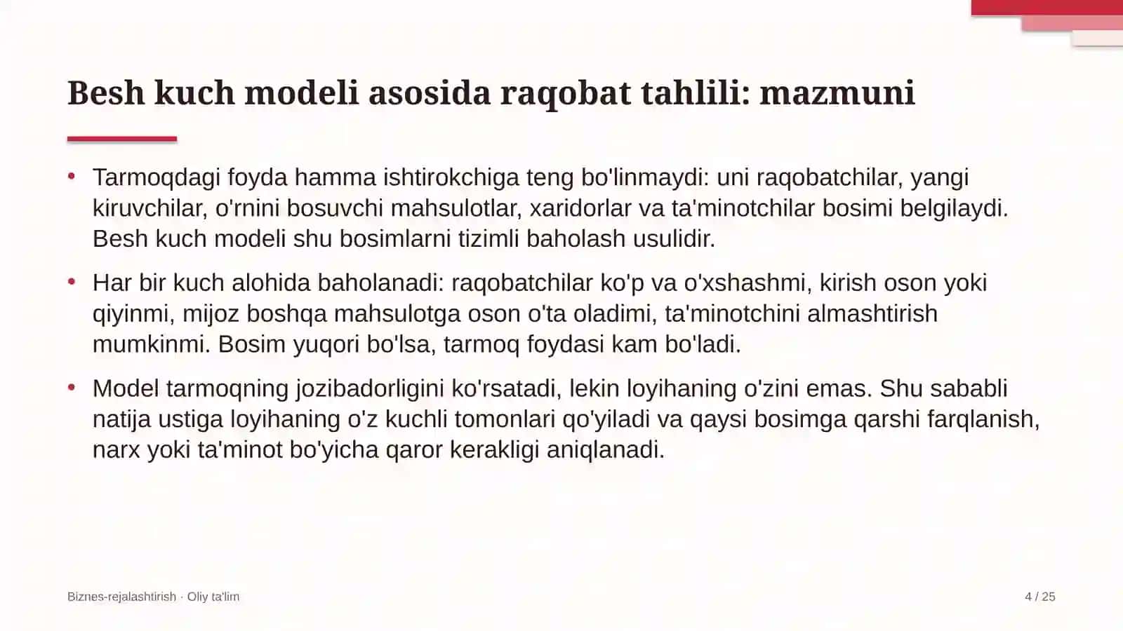 avtomobil transportida besh kuch modeli asosida raqobat muhitini tahlil qilish 3623 4