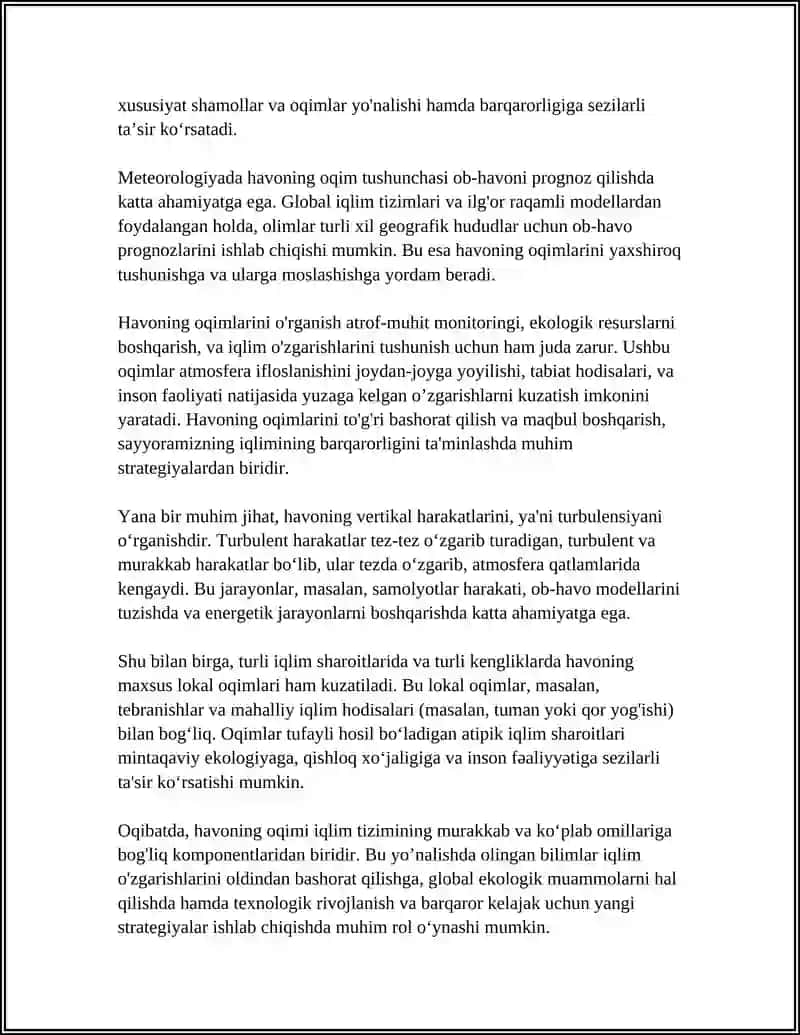 Havoning oqimi tushunchalari 4