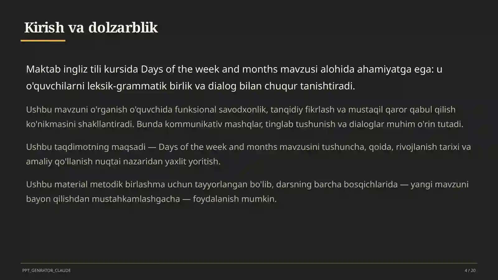 Ingliz tili (1–11) — metodik birlashma uchun 4