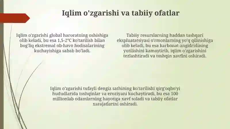 Tabiiy resurslardan ortiqcha foydalanishning oqibatlari 4