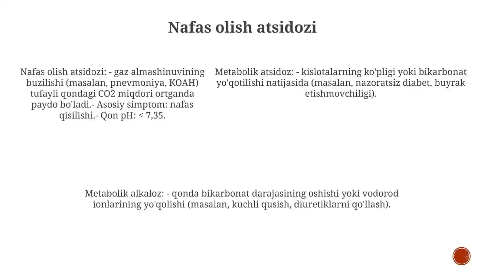 Nafas Va Metabolitik Atsidoz Va Alkolozlarni Kelib Chiqishi 4