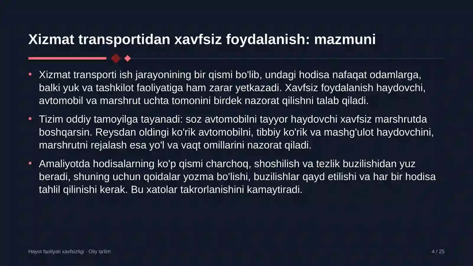 texnikumlarda xizmat transportidan xavfsiz foydalanish 8975 4