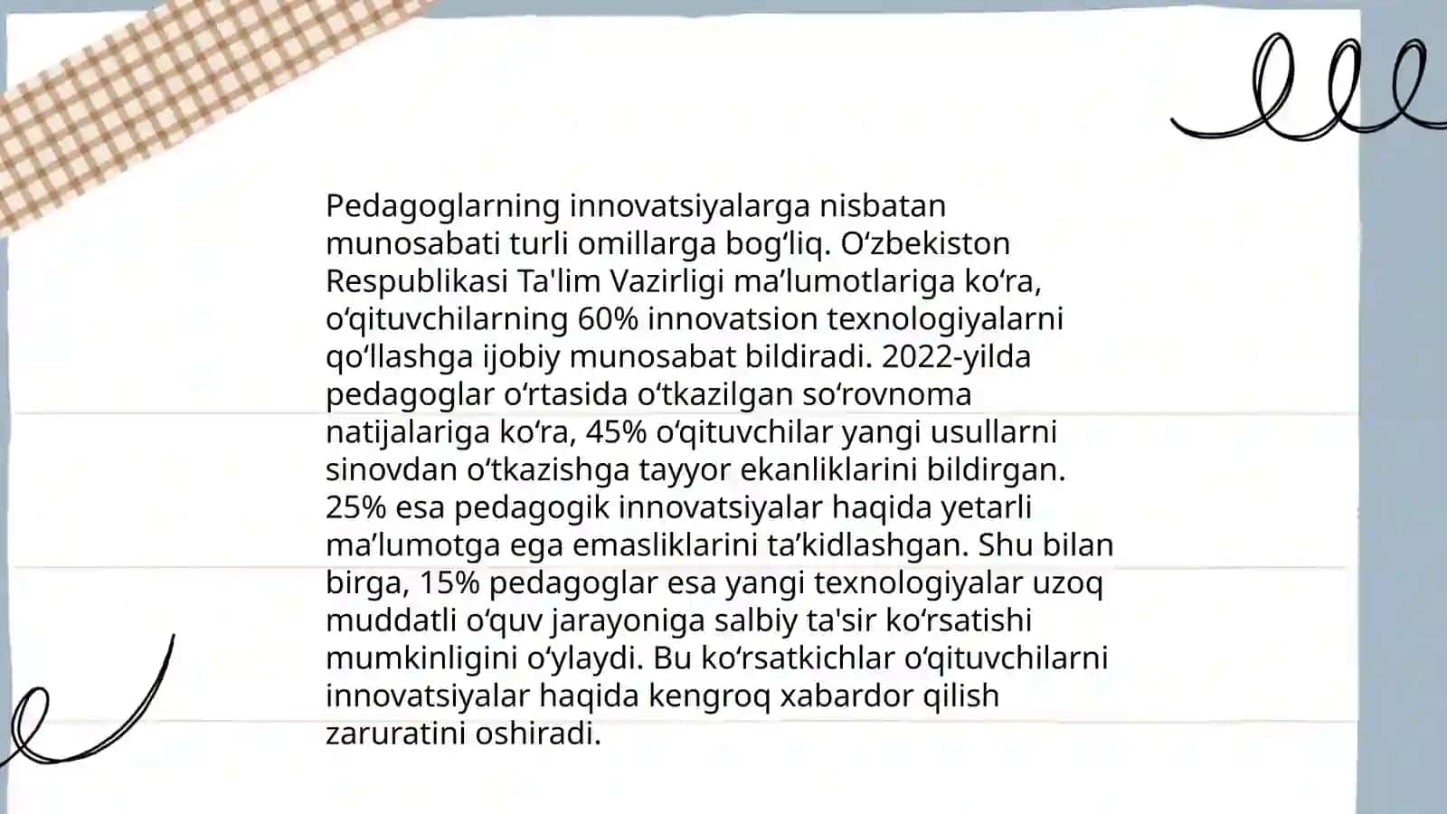 Innovasiya va jamiyat. Pedagog va tarbiyachilarning innovasiyalarga munosabati 4