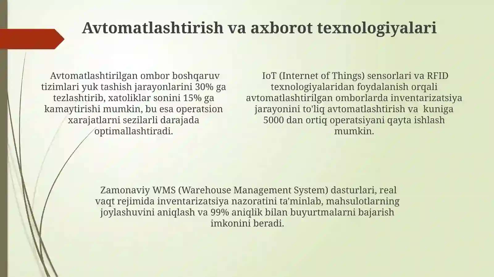 Avtomobil tashish korxonalarida ombor boshqaruvi tashkiloti 4