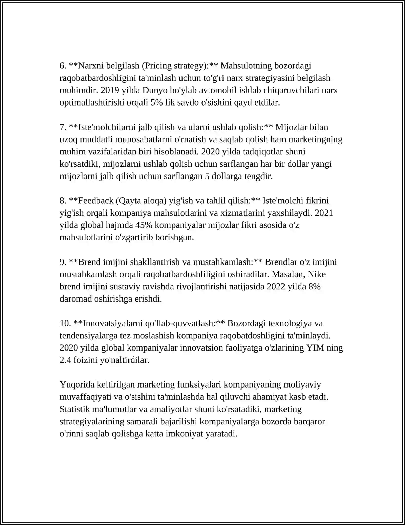 MARKETING FUNKSIYALARI, VAZIFALARI VA TAMOYILLARI 4