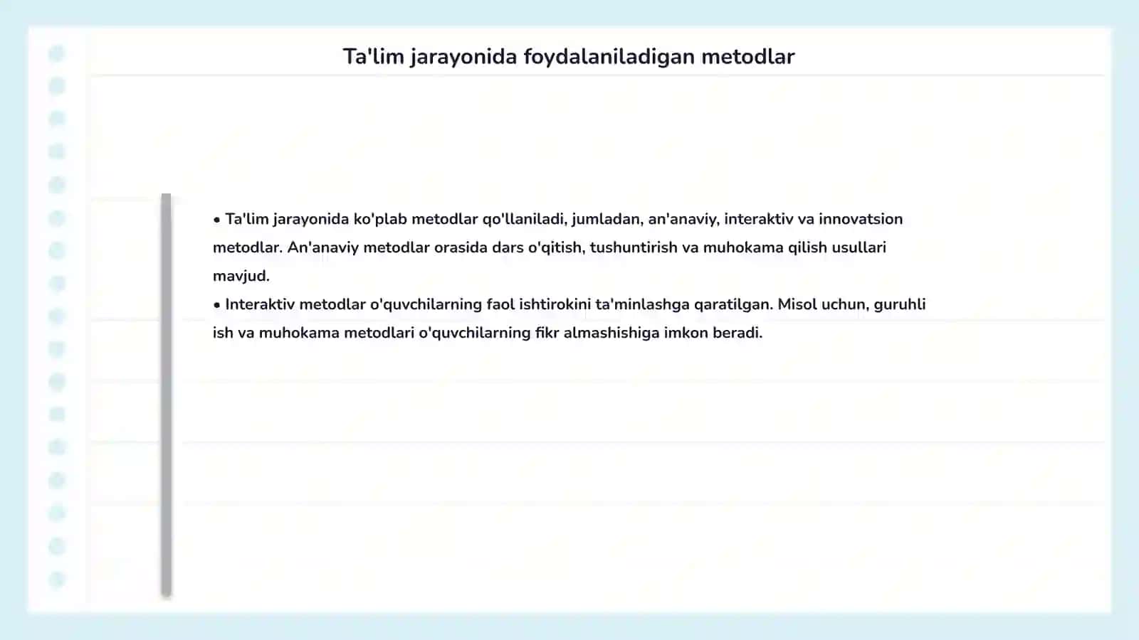 Ta'lim metodlari shakllari va vositalari 4