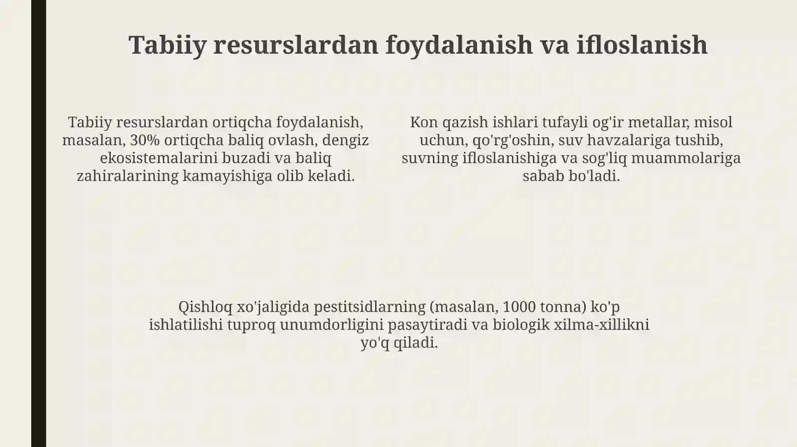 Inson faoliyatining tabiatga ta'sirini va tabiatning javobi 4
