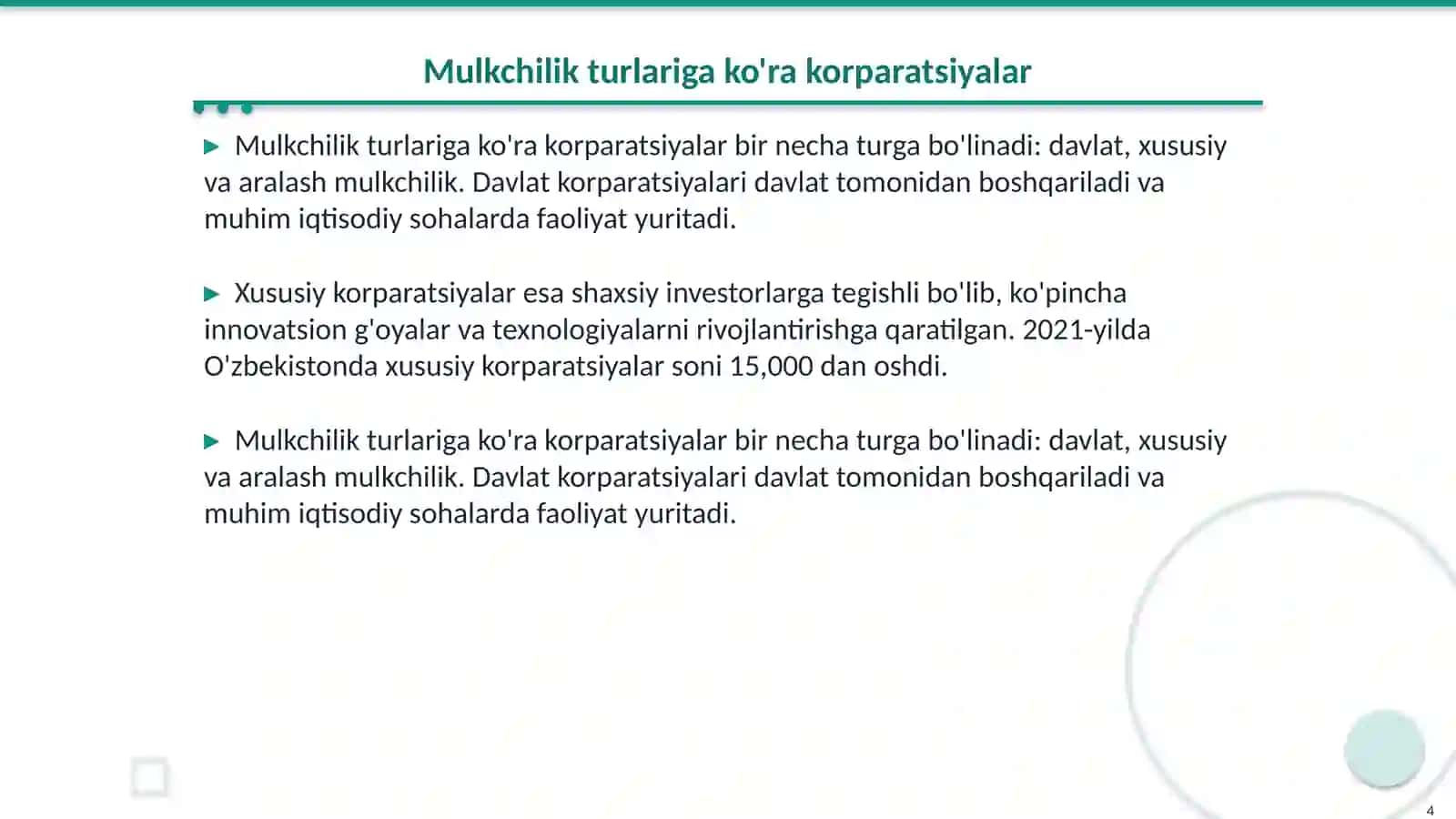 Korparatsiyalar turlari 4