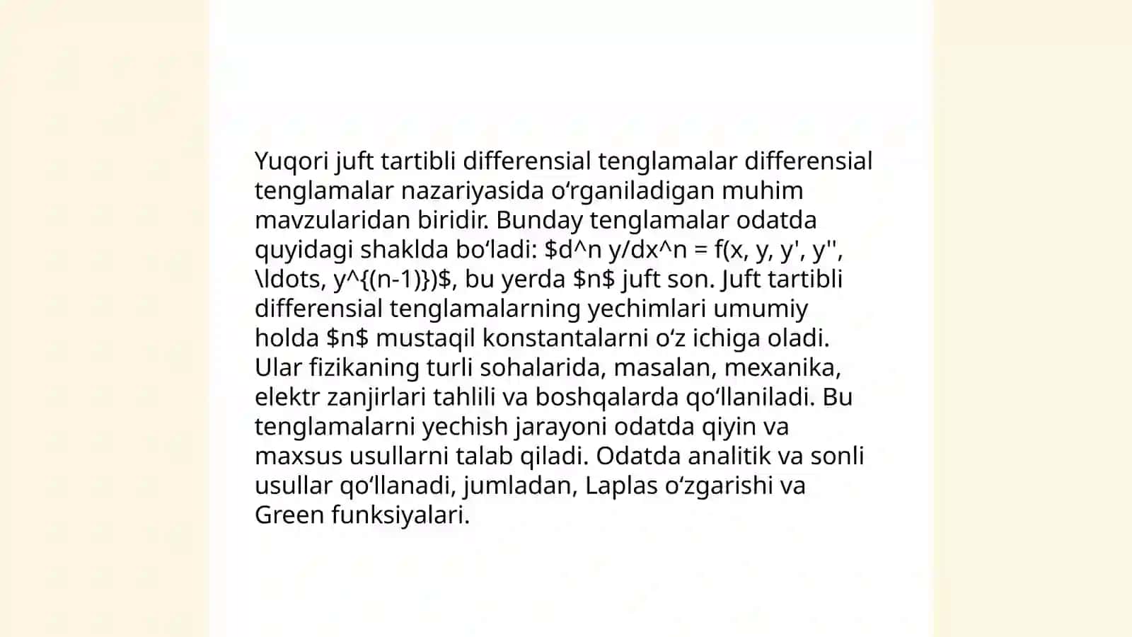 Yuqori juft tartibli buzuladigan oddiy differensial tenglalar uchun nolokal chegaraviy masalalar 4