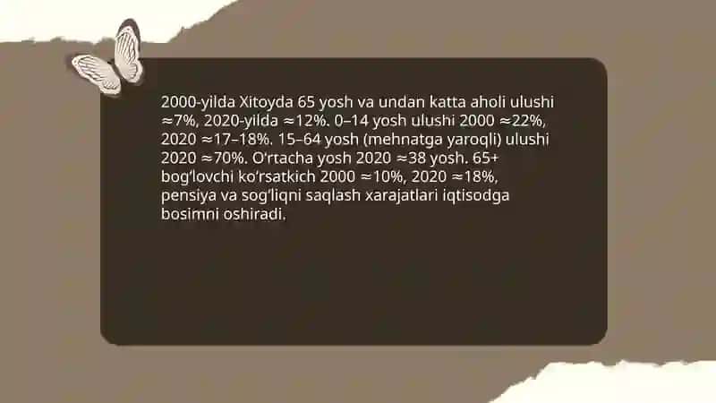 Xitoy aholi va mehnat bozori koʻrsatgichlar tahlili 4