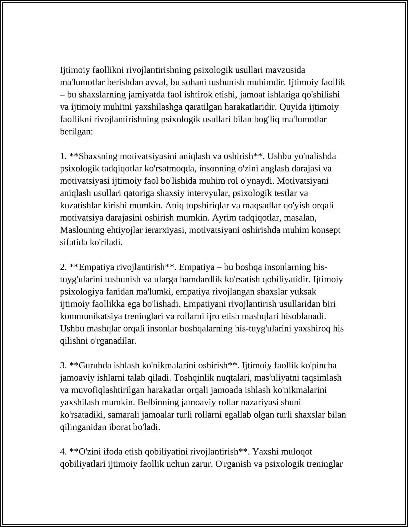 BOLALARNI TURLI XIL FAOLIYAT TURLARIDA IJTIMOIY FAOLLIGINI RIVOJLANTIRISHNING PSIXOLOGIK-PEDAGOGIK SHARTI 4