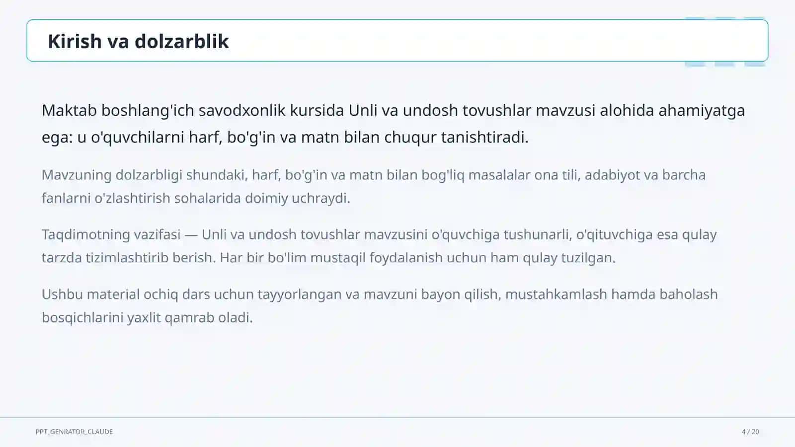 Ona tili va o'qish (1–4) 4