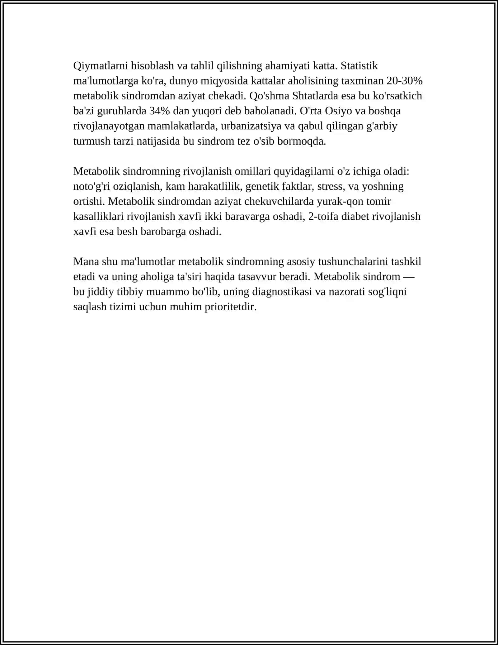 METABOLIK SINDROM KELIB CHIQISHINING BIOKIMYOVIY ASOSLARI VA ASORATLARI 4