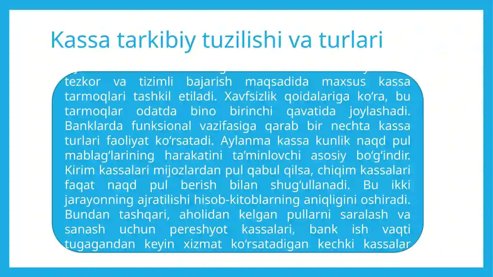 Banklarda kassa operatsiyalarini tashkil qilish va hisobga olish 4