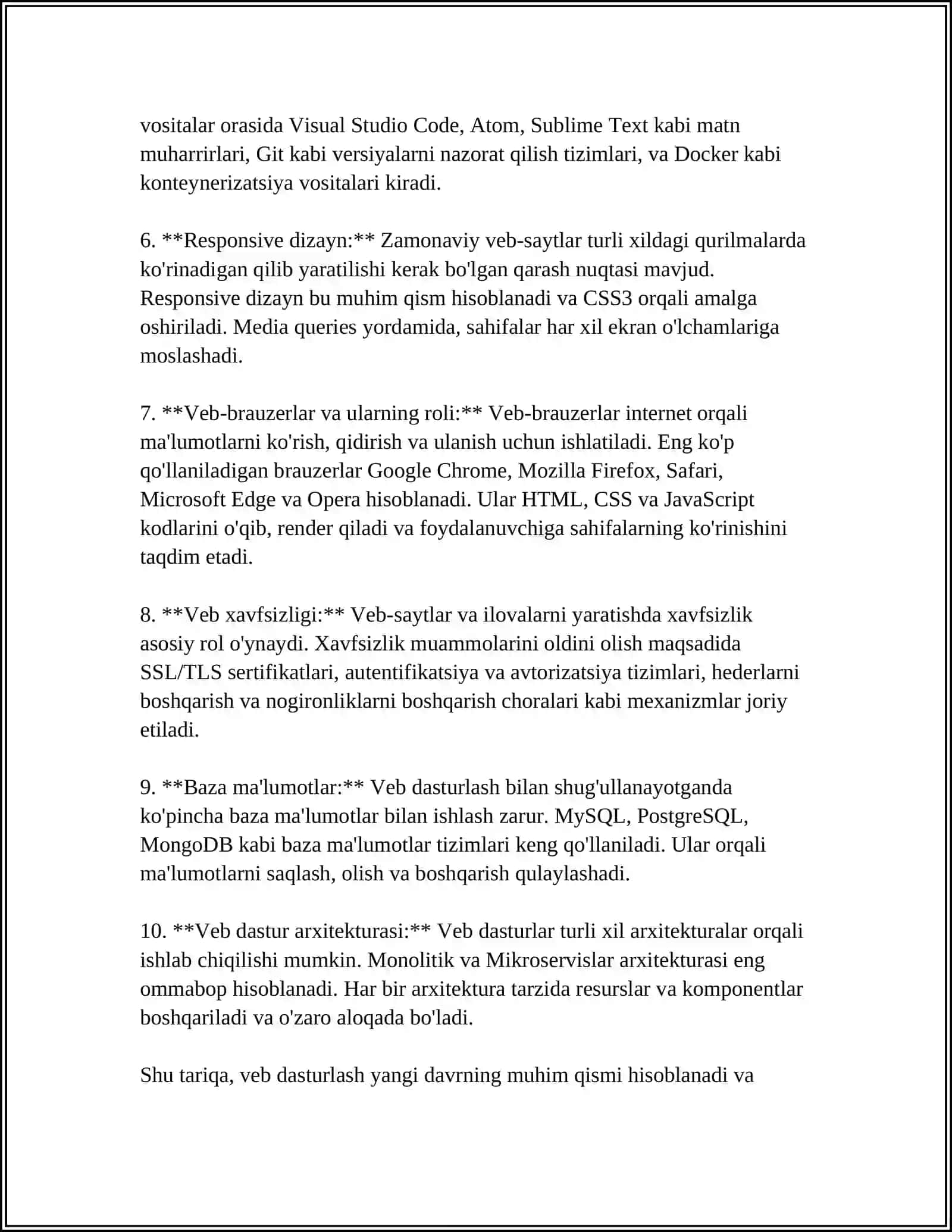 VEB DASTURLASHGA ASOSLANGAN AMALIY TIZIMLAR 4