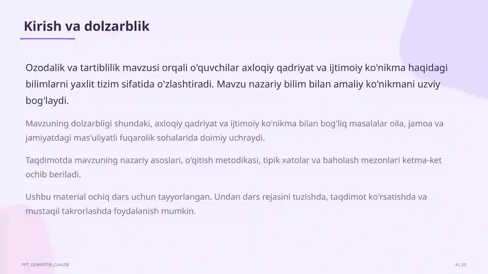 Ozodalik va tartiblilik (1-sinf) 4