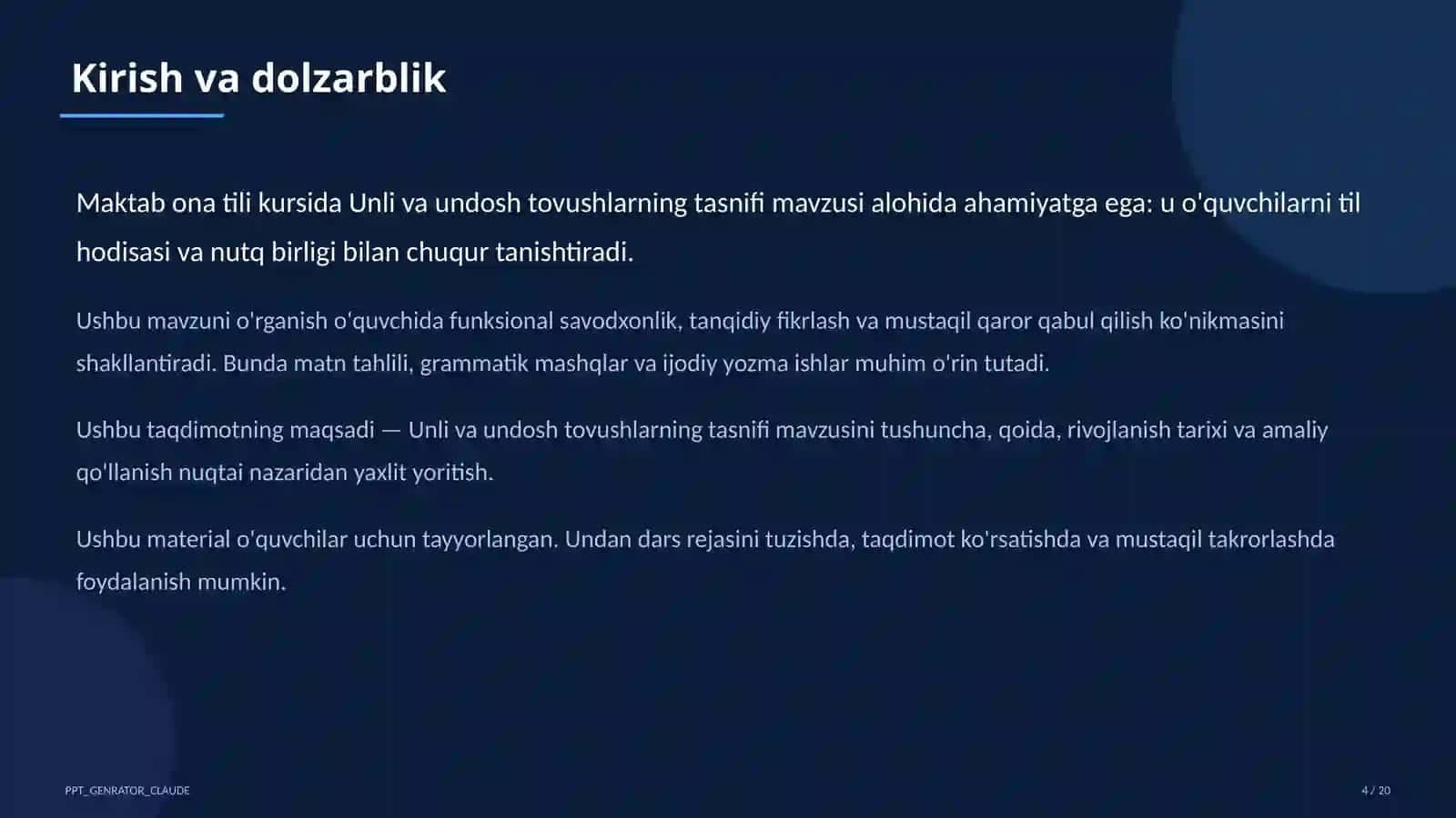 Unli va undosh tovushlarning tasnifi (5-sinf) 4
