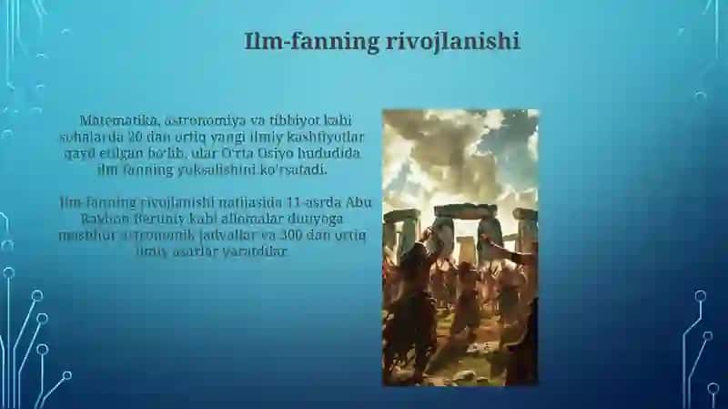 IX-XII asrlarda mamlakatimiz hududida roʻy bergan madaniy uygʻonish 4