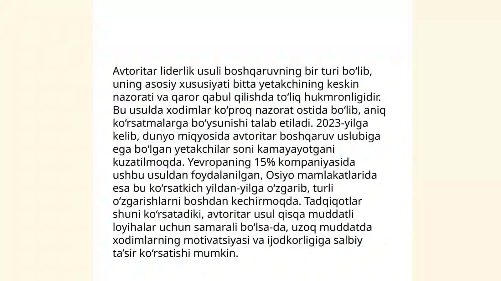 Liderlik usullari haqida tushuncha 4