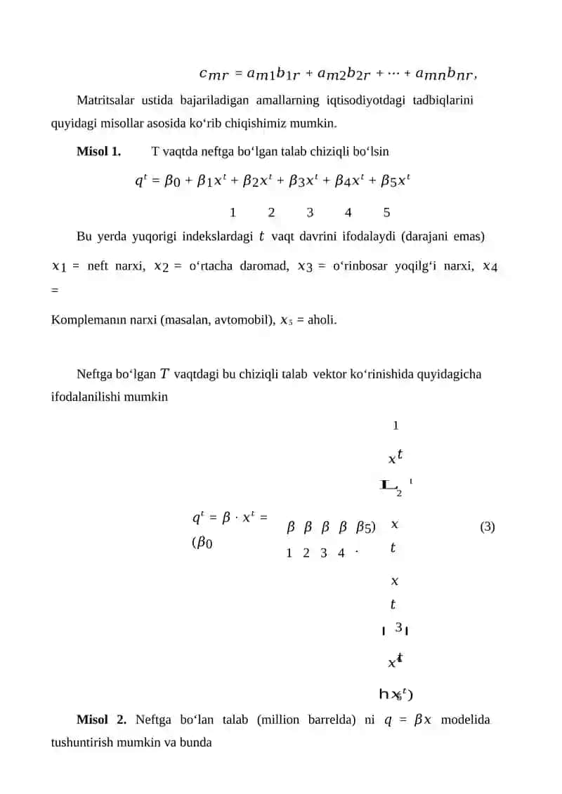 Matritsalar nazariyasining iqtisodiyotdagi tadbiqlari 4