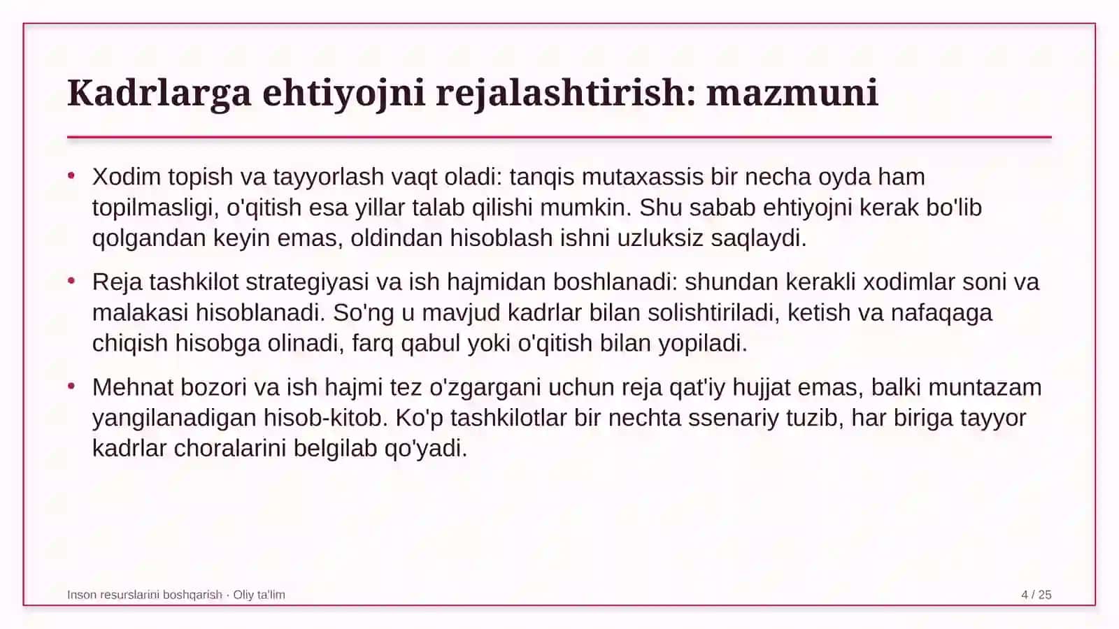 qandolatchilik sexlarida kadrlarga bo'lgan ehtiyojni rejalashtirish 7723 4