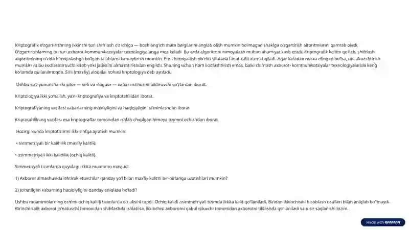 Axborotlarning himoyalashning kriptografik usullari 4