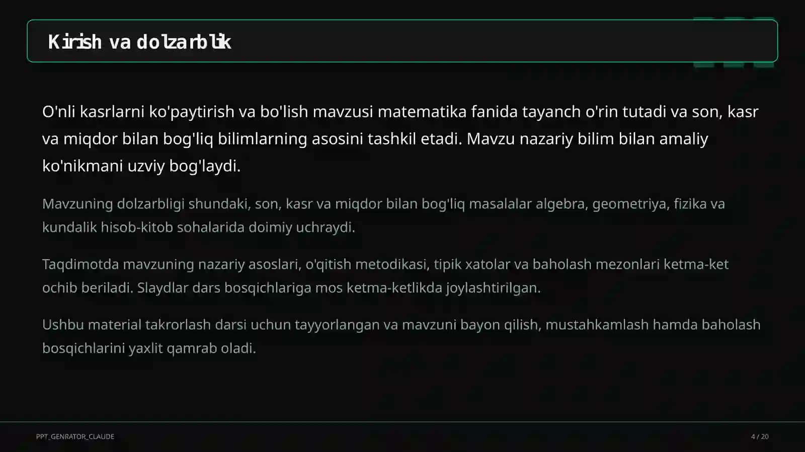 onli kasrlarni kopaytirish va bolish 5 sinf 653 4