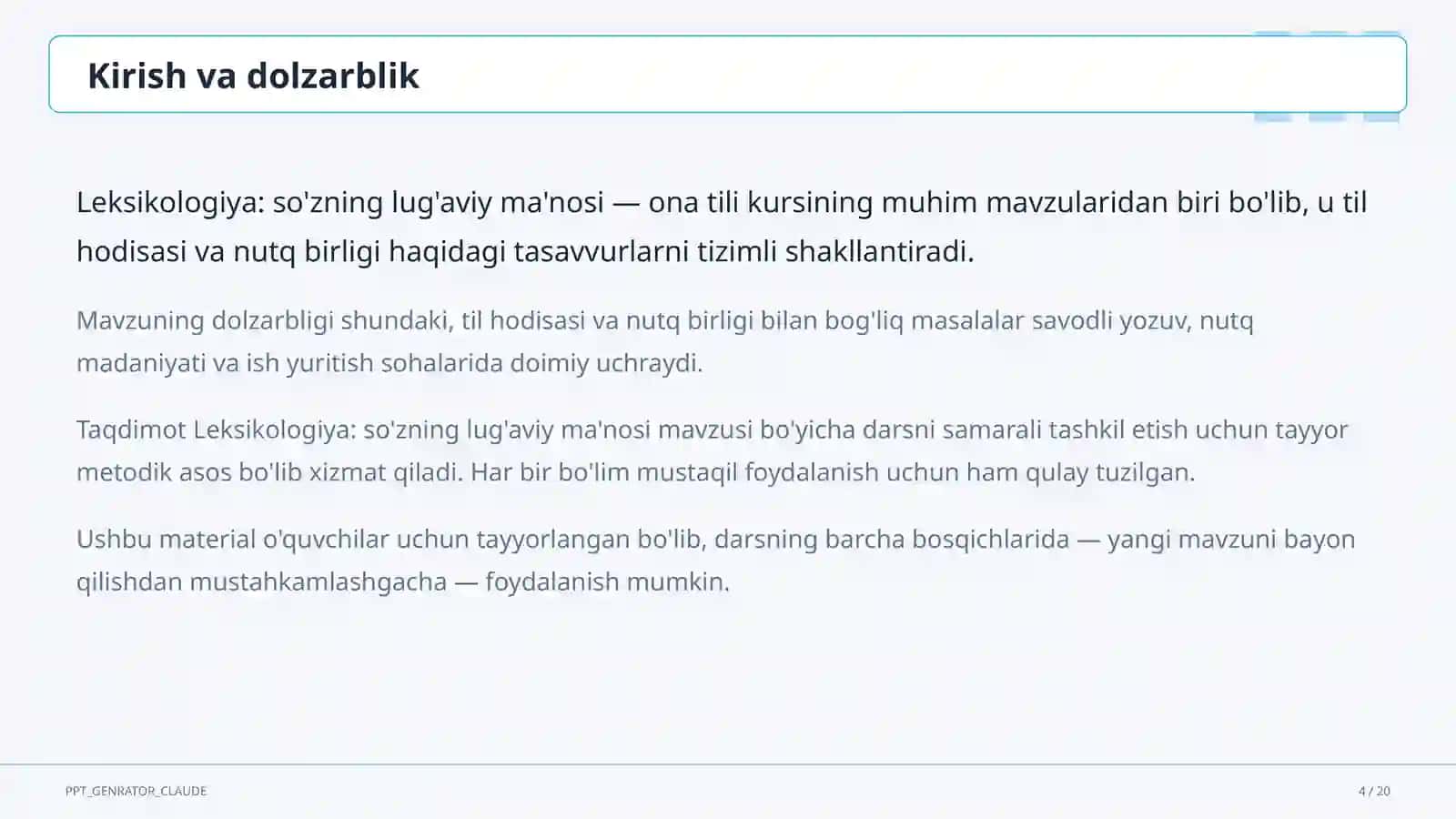 Leksikologiya: so'zning lug'aviy ma'nosi (5-sinf) 4