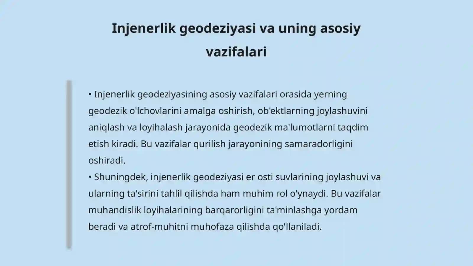 Injenerlik geodeziyasi fani va uning vazifalari 4