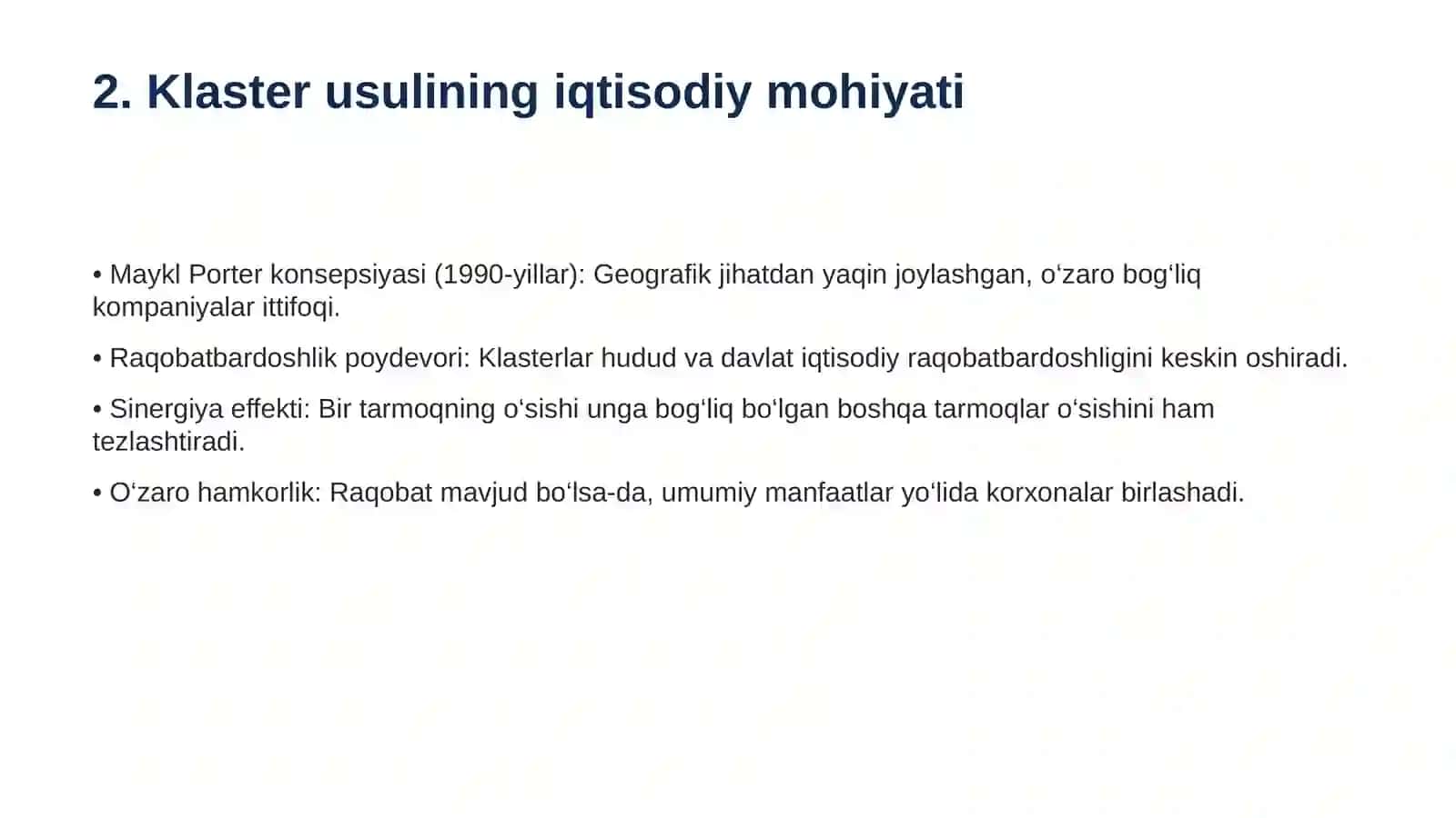 Klaster usulining o‘ziga xos xususiyatlari 4