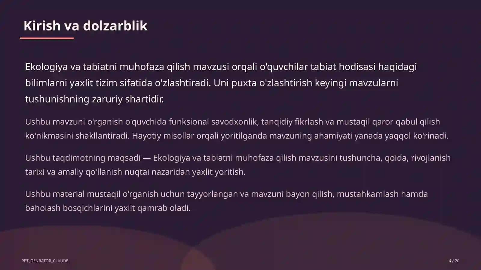 Ekologiya va tabiatni muhofaza qilish (4-sinf) 4