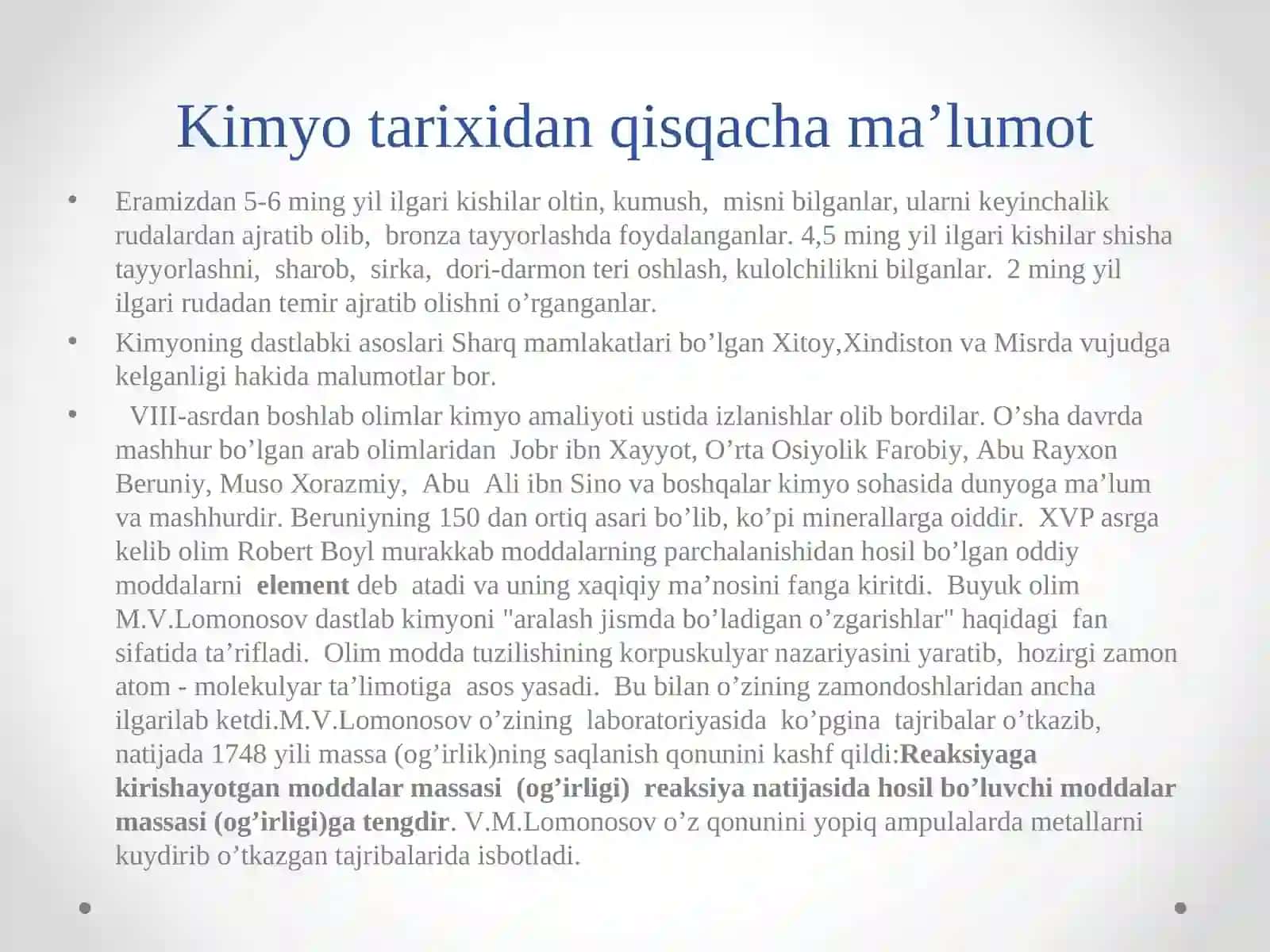 KIMYONING ASOSIY TUSHUNCHALARI. NOORGANIK BIRIKMALARNING ASOSIY SINFLARI 4