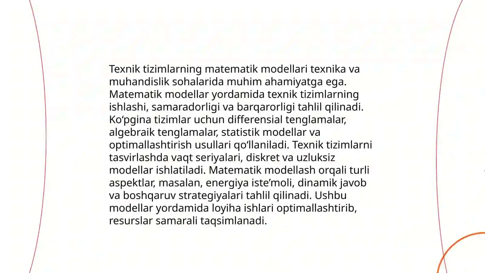 Sohadagi texnik tizimni ifodalovchi muhandis masalalarini yechish (Soha bo'yich MatCAD sistemalarida ishlash) 4