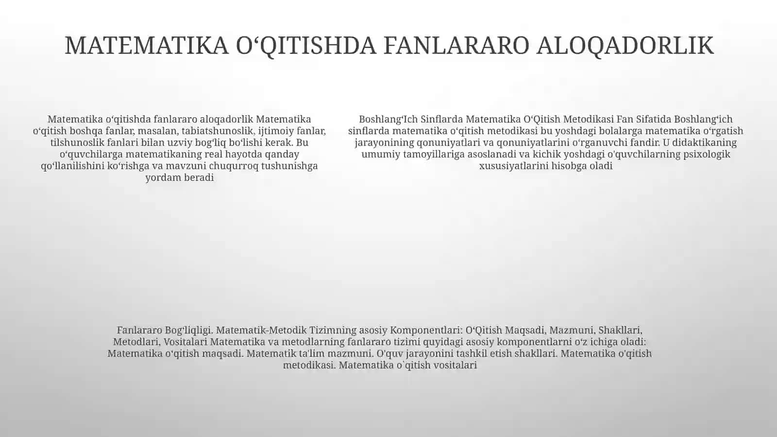 BoshlangʻIch Sinflarda Matematika OʻQitish Metodikasi Fan Sifatida 4