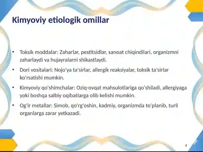 Etiologik omillarning organizmga ta'siri: Kompleks tahlil 4