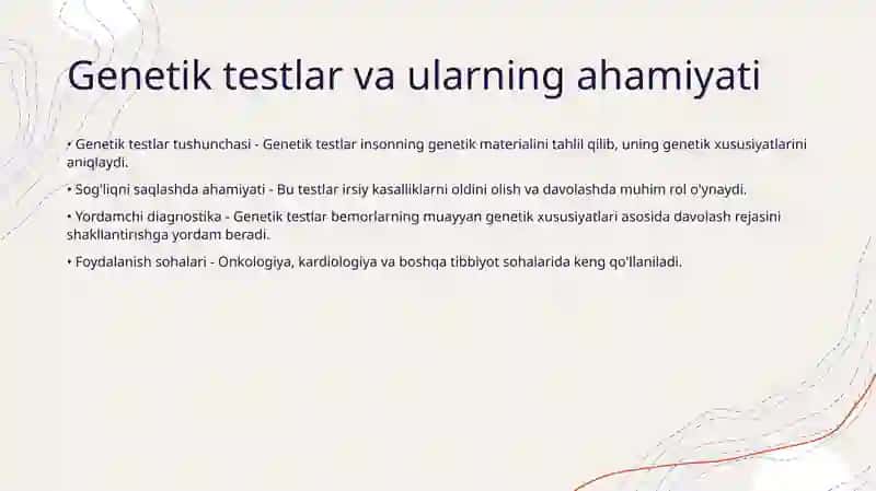Genetik xastaliklar haqida umumiy tushuncha berish 4