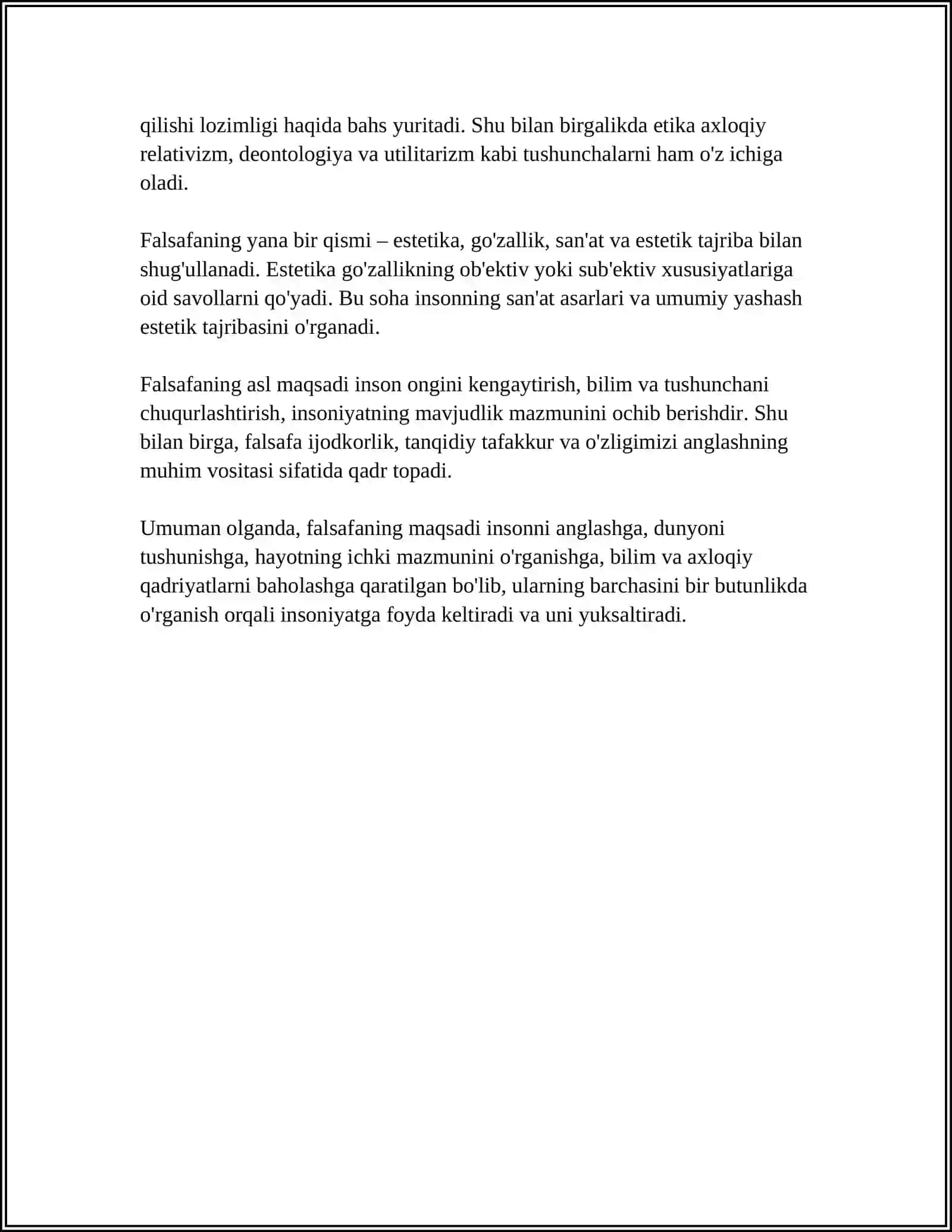 FALSAFA FANINING PREDMETI, MAQSADI VA VAZIFALARI 4