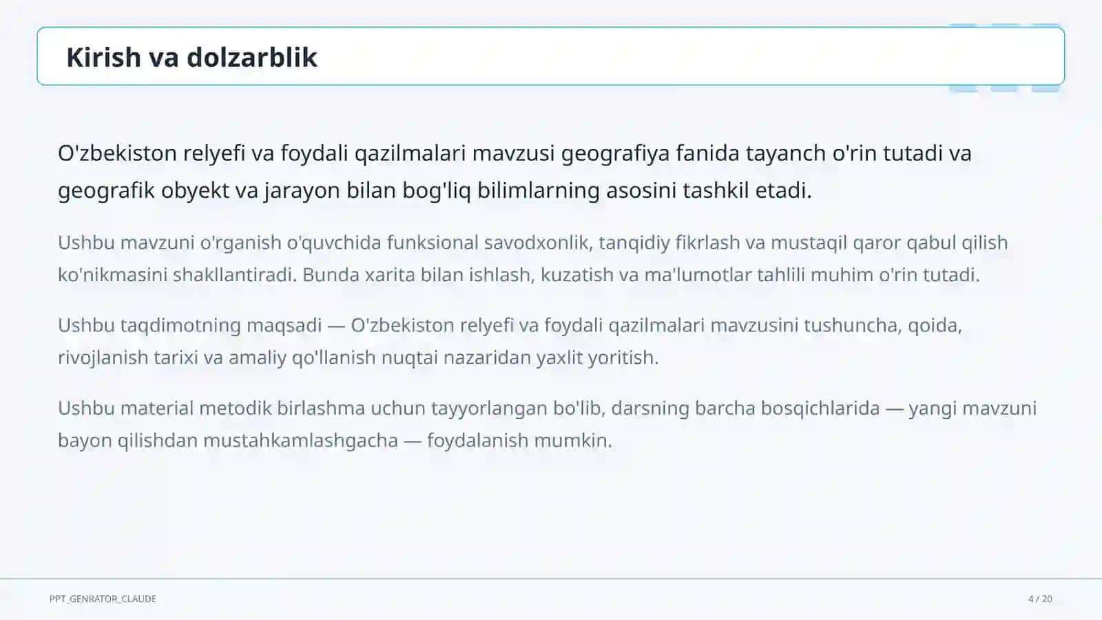 O'zbekiston relyefi va foydali qazilmalari (8-sinf) 4