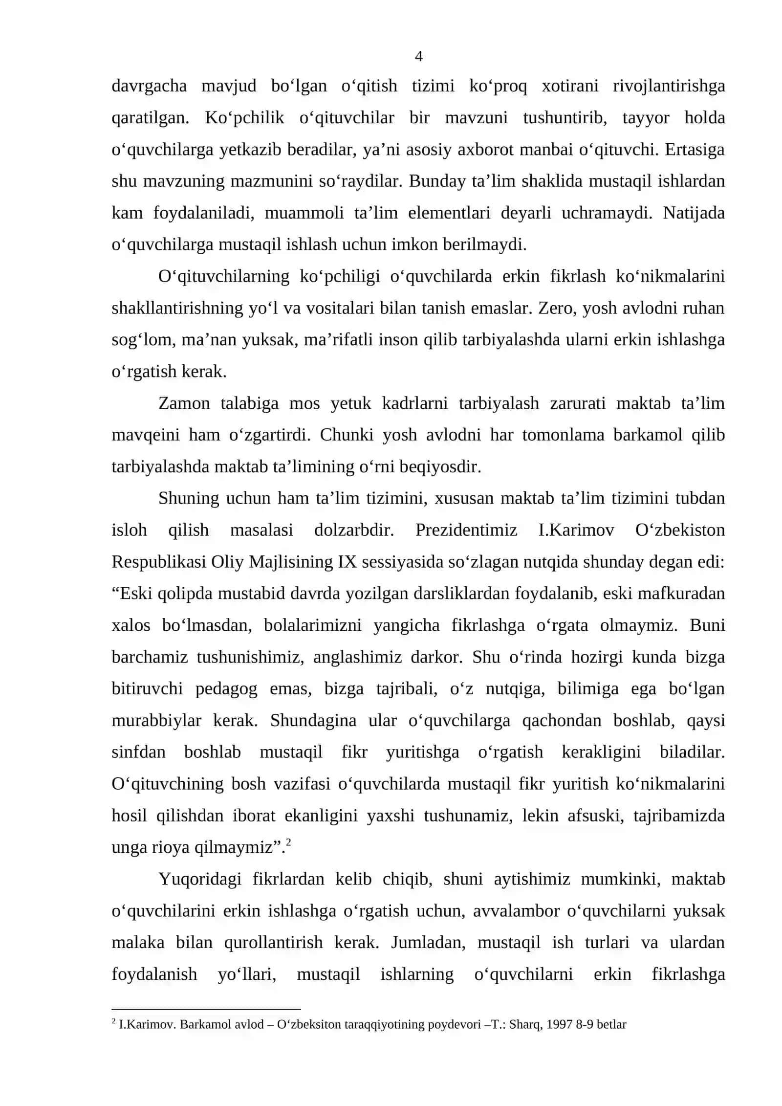 O‘quvchilarda erkin fikrlashni shakllantirishda interfaol usullarning ahamiyati 4