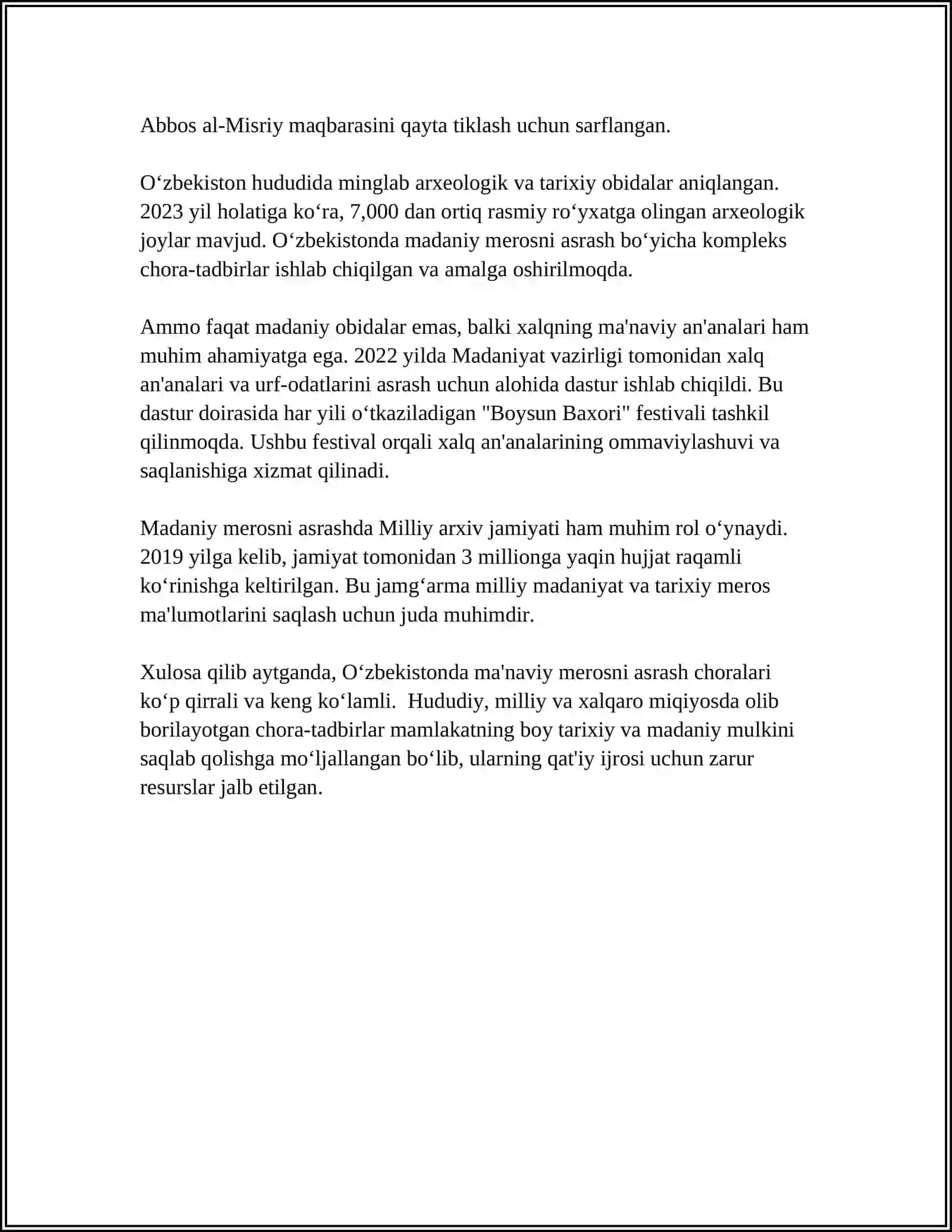 ÒZBEKISTONDA MA'NAVIY VA TARIXIY MEROSNING TIKLANISHI.ÒZBEKISTONDA MA'DANIYAT VA SAN'AT 4