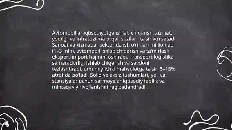 Avtomobillarni hayotimizda tutgan oʻrni 4