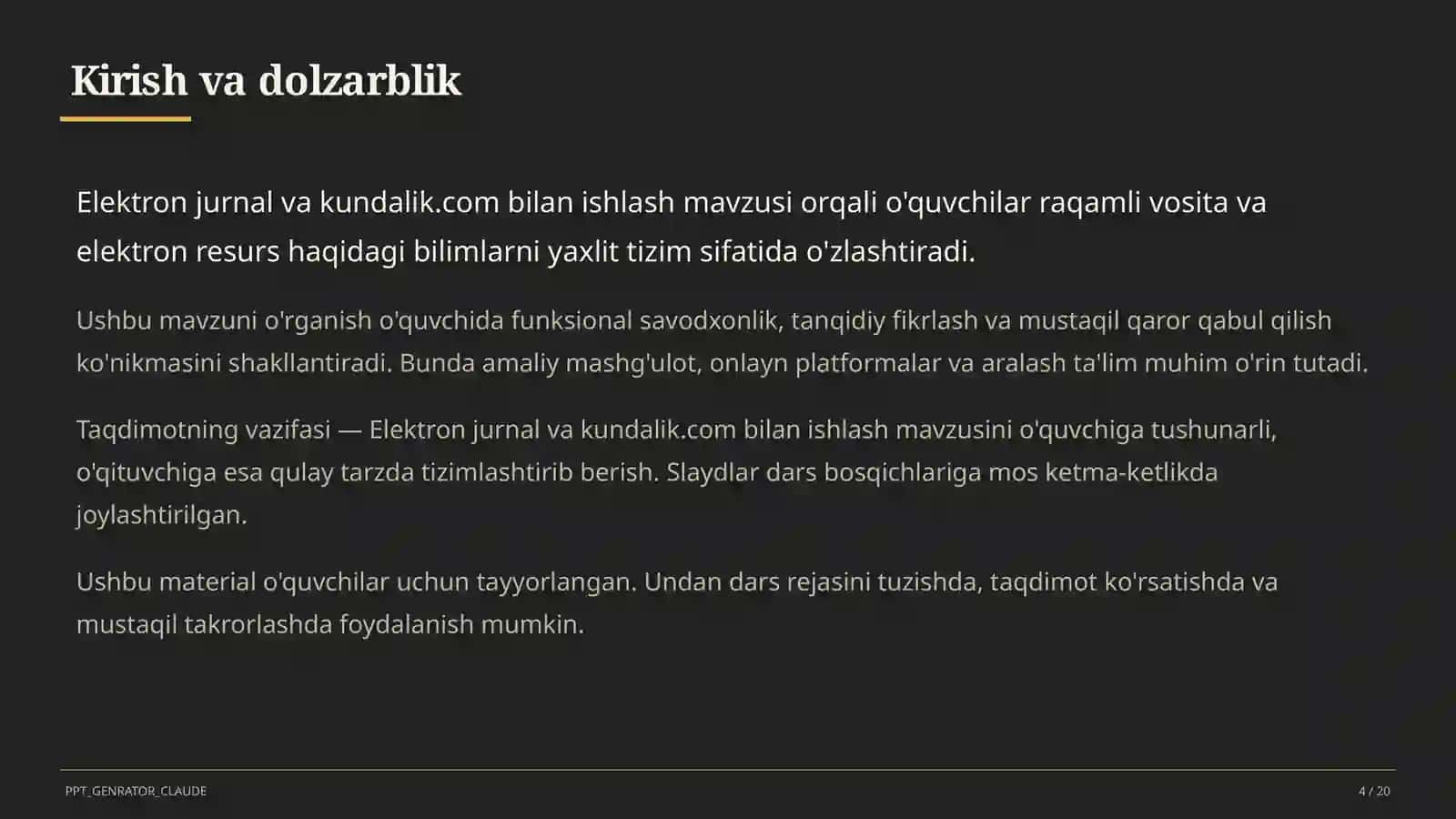 Dars rejasi 4