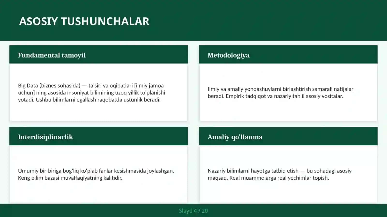 BIG DATA (BIZNES SOHASIDA) — TA'SIRI VA OQIBATLARI [ILMIY JAMOA UCHUN] 4