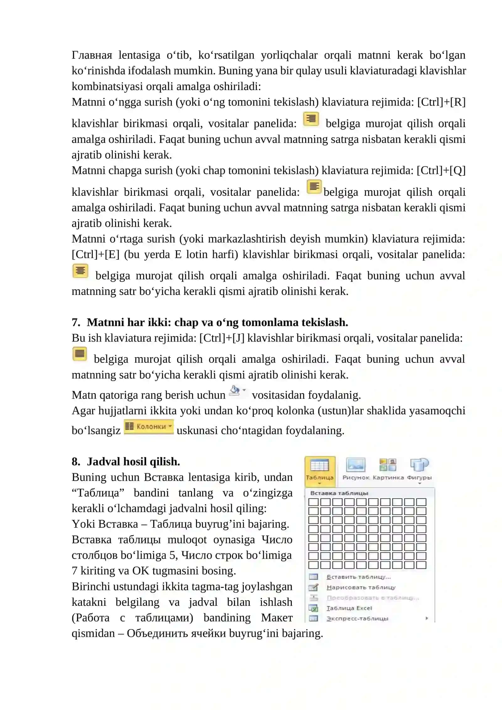 Qurilish korxonasi rasmiy va texnik hujjatlarini matn protsessorida qayta ishlash 4