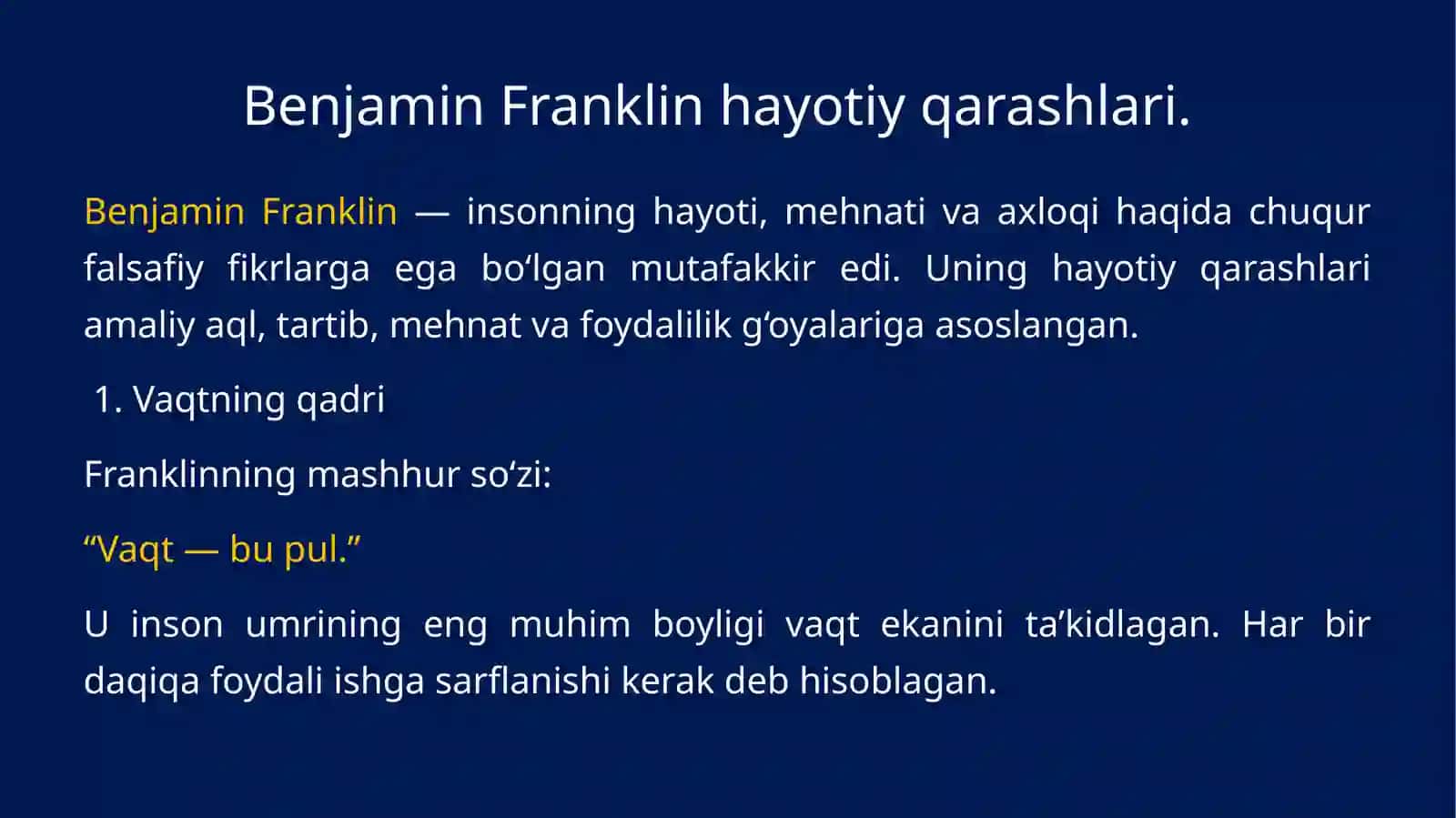 Benjamin Franklin falsafasi 4
