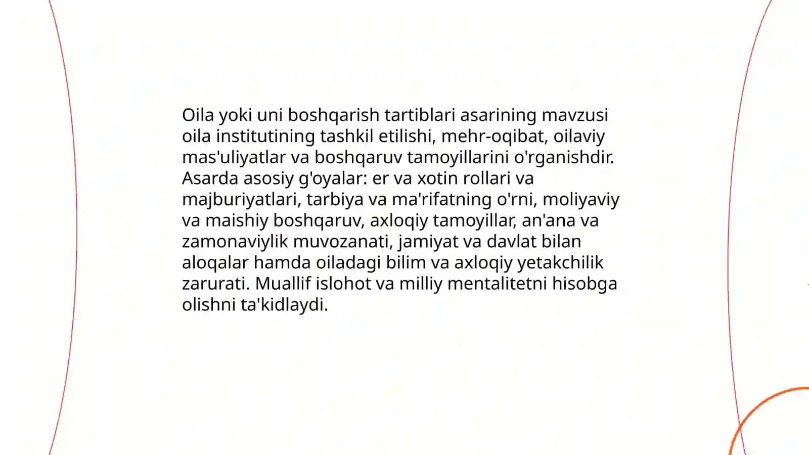 Abdurauf Fitratning "Oila yoki uni boshqarish tartiblari" asarini oʻrganish 4