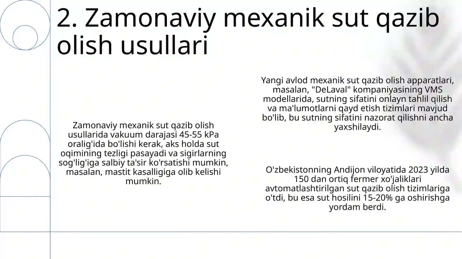 Turli usullarda sut sogʼip olish texnologiyasi va mazkur jarayonda jixozlar bilan tanishish 4